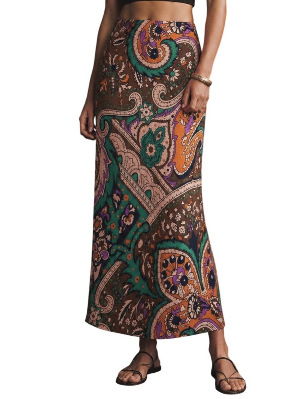 Anthropologie Pull On Paisley Slip Maxi Skirt Small